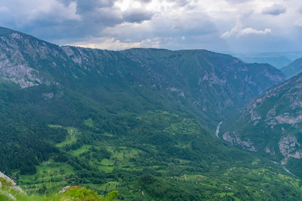 Vue Panoramique Canyon Vert Profond Dans Les Hautes Montagnes — Photo