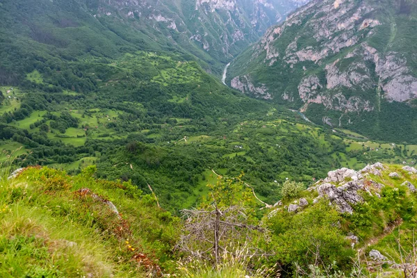 Yüksek dağlar yeşil derin kanyon panoramik manzaralı 