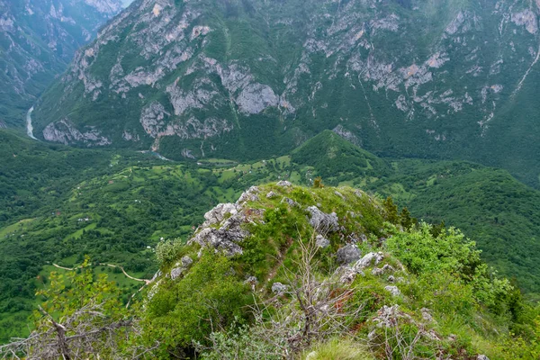 Yüksek dağlar yeşil derin kanyon panoramik manzaralı 