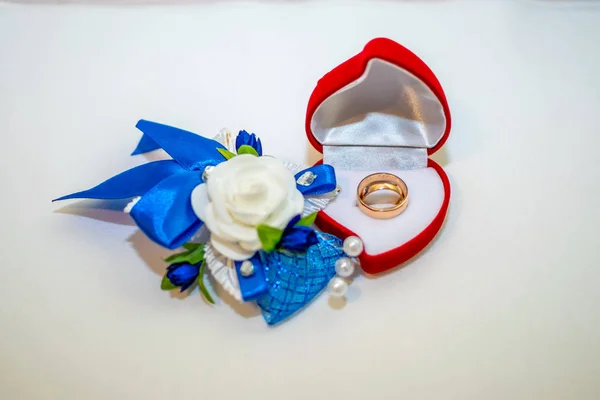 Gouden Ringen Vak Voorbereid Huwelijksceremonie — Stockfoto