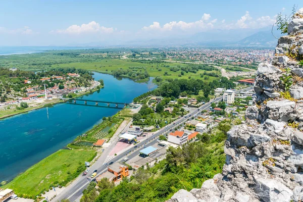 Vista Panorámica Desde Antigua Fortaleza Rosafa Shkoder Albania — Foto de Stock