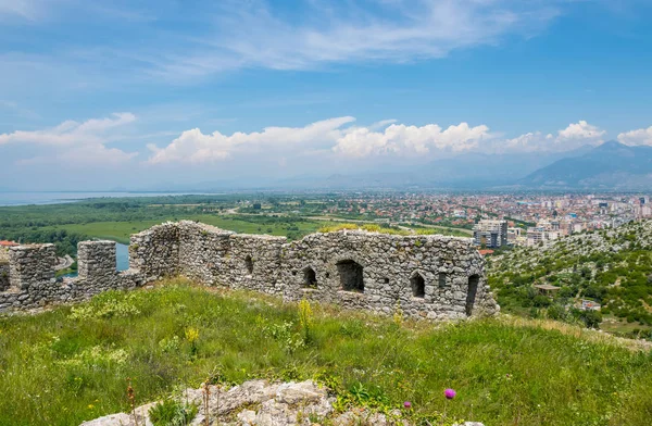 Vistas Panorámicas Desde Las Murallas Fortaleza Medieval Rozafa Albania — Foto de Stock