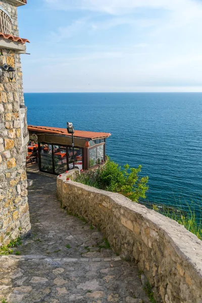 Montenegro Junio 2017 Los Turistas Vinieron Restaurante Para Cenar Atardecer — Foto de Stock