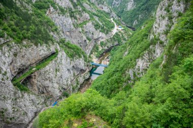 Baraj Mratine yakınındaki Piva Nehri'nin güzel kanyon