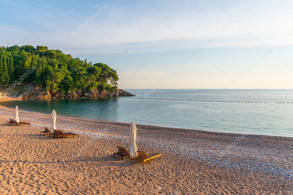 Picturesque royal beach on Adriatic coast.