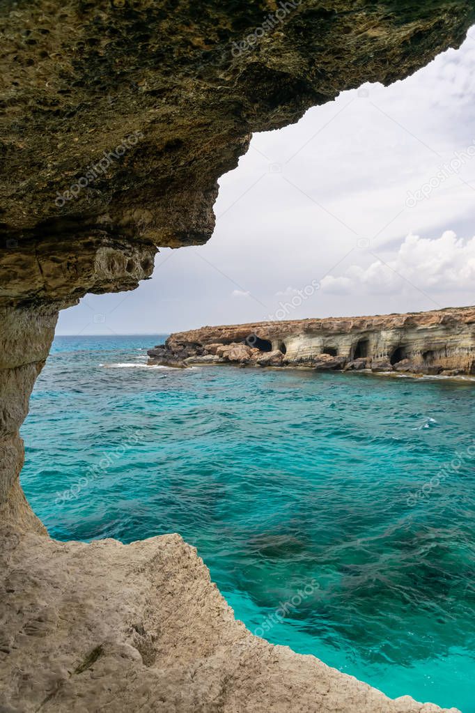 The picturesque cave is located on the shores of the Mediterranean Sea.