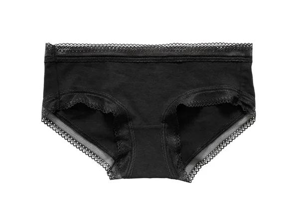Černá Sexy Dámské Kalhotky Spodní Prádlo Izolovaných Bílém Pozadí — Stock fotografie