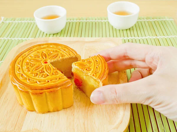 Durian Mooncake Tuzlu Yumurta Sarısı Sonbahar Ortası Festivali Veya Mooncake — Stok fotoğraf