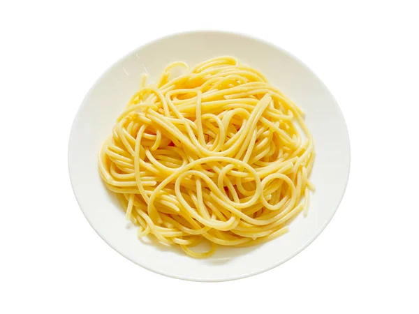 Gekochte Spaghetti Pasta Isoliert Auf Weißem Hintergrund Ansicht Von Oben — Stockfoto