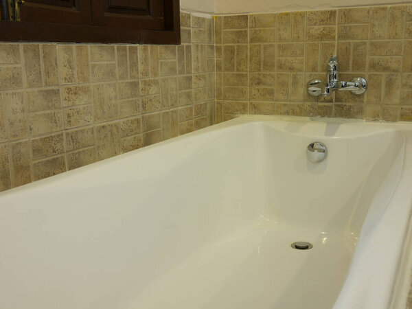 White bathtub in the hotel