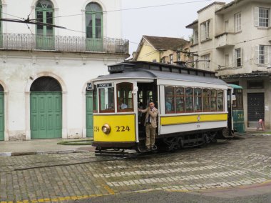 22 Temmuz 2018, Santos şehir, Sao Paulo, Brezilya, elektrik teleferik turu tarihi merkezinin.