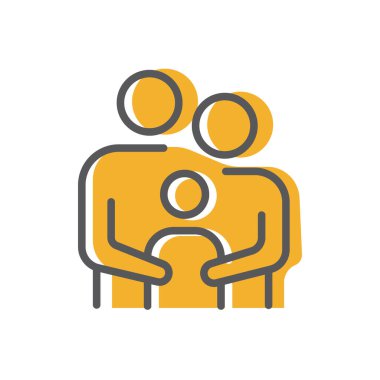 Üç kişilik bir aile. İki ebeveyn ve çocuk, vektör, simge.