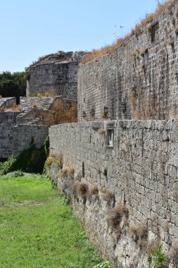 Old Town walls of Rhodes, Rhodes Island, Greece. Rhodes old town. Travel to Greece. Summer and holidays.