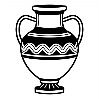 Antik Yunan amforo vazo vektör anahatları