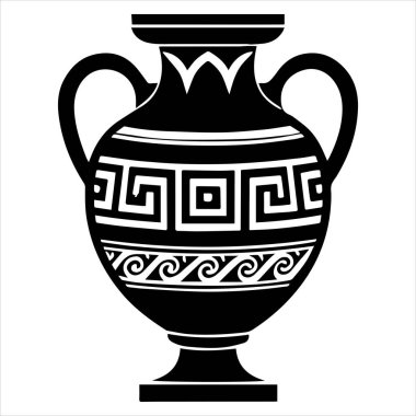 Antik Yunan amforo vazo vektör anahatları