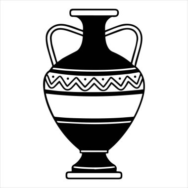 Antik Yunan amforo vazo vektör anahatları