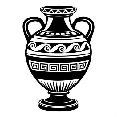 Antik Yunan amforo vazo vektör anahatları