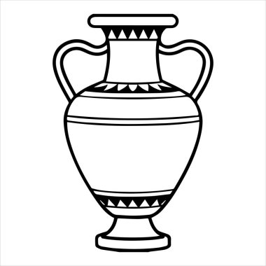 Antik Yunan amforo vazo vektör anahatları