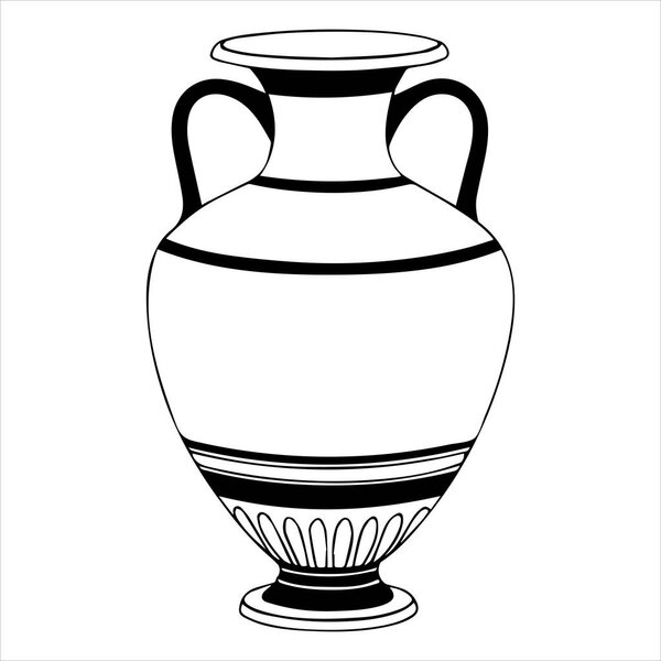 ancient greek amphora vase vector outline