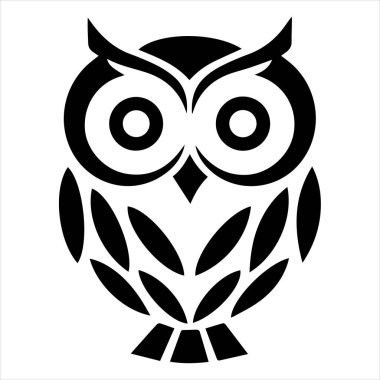 Baykuş resimli şirin bir karikatür, dalda büyük gözleri var.