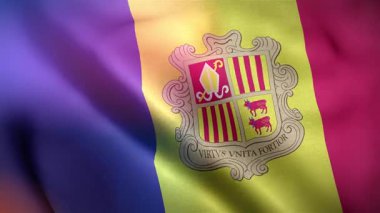 Andorra Dalgalı Bayrağı Rüzgarda Sallanıyor Resmi Bayrak