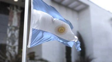 Arjantin Bayrağı Rüzgarda Dalgalanıyor Resmi Bayrak 4K