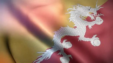 Bhutan Dalgalı Bayrağı Rüzgarda Sallanıyor Resmi Bayrak