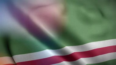 Ichkeria Çeçen Cumhuriyeti Ağır Hareketli Bayrak Dalgalanıyor