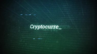 Bilgisayar ekranındaki dijital ekran iletisindeki kripto para birimi V03