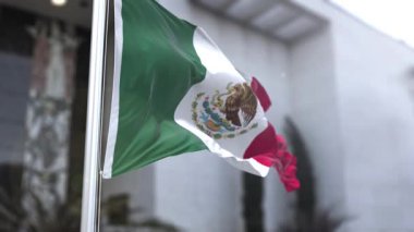 Meksika Bayrağı Rüzgarda Dalgalanıyor Resmi Bayrak 4K