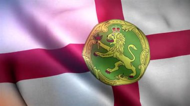  Alderney Dalgalı Bayrağı Rüzgarda Sallanıyor Resmi Bayrak