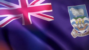 Falkland Adaları Rüzgardaki Dalgalı Bayrak Yavaş Hareketli Resmi Bayrak