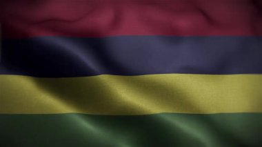  Mauritius Dalgalı Bayrak Rüzgarda Sallanıyor Resmi Bayrak