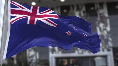 Yeni Zelanda Dalgalı Bayrağı Dalgalanan Resmi Bayrak 4K