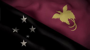  Papua Yeni Gine Dalgalı Bayrağını Yavaş Hareket Ettiren Resmi Bayrak