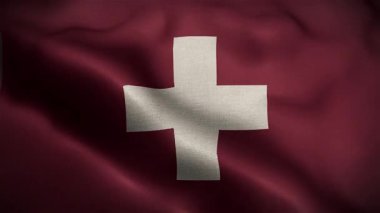 İsviçre Rüzgarda Dalgalı Bayrağı Yavaş Hareket Eden Resmi Bayrak