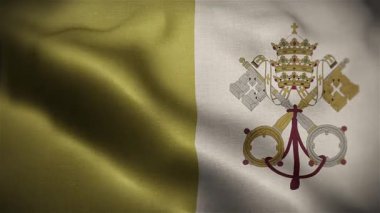 Vatikan Şehri Kutsal Gör Rüzgarda Dalgalı Bayrak Yavaş Harekette Resmi Bayrak Sallıyor