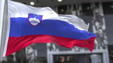 Slovenya Rüzgarlı Bayrağı Dalgalanıyor Resmi Bayrak 4K