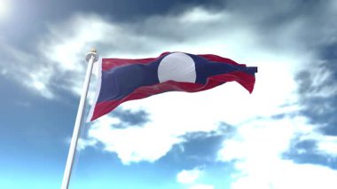 Laos Bayrak Döngüsü 4K