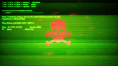 Bilgisayar ekranı 02 'deki Skull dijital ekran mesajı