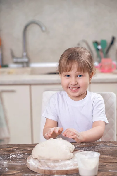 Funny kid with flour — Stock Photo, Image