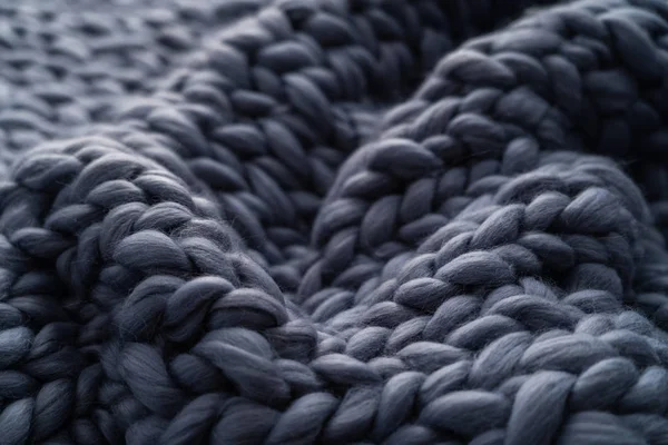 Grande couverture en laine mérinos tricotée à la main, fil super épais, t — Photo