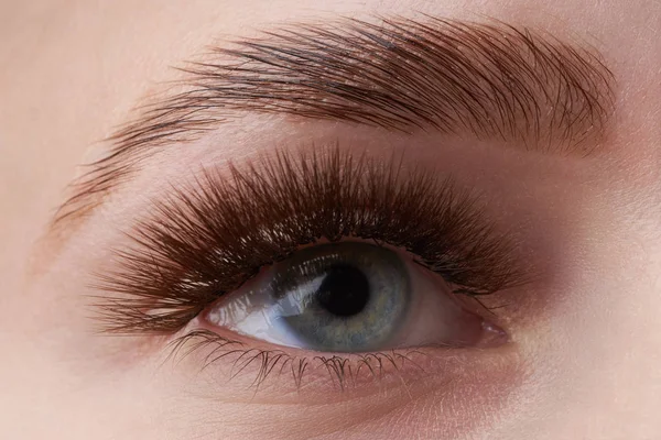 Красива макрозйомка жіночого ока з екстремальним макіяжем — стокове фото