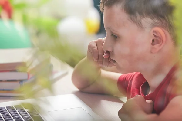 Barn söker information på Internet genom ett bärb — Stockfoto