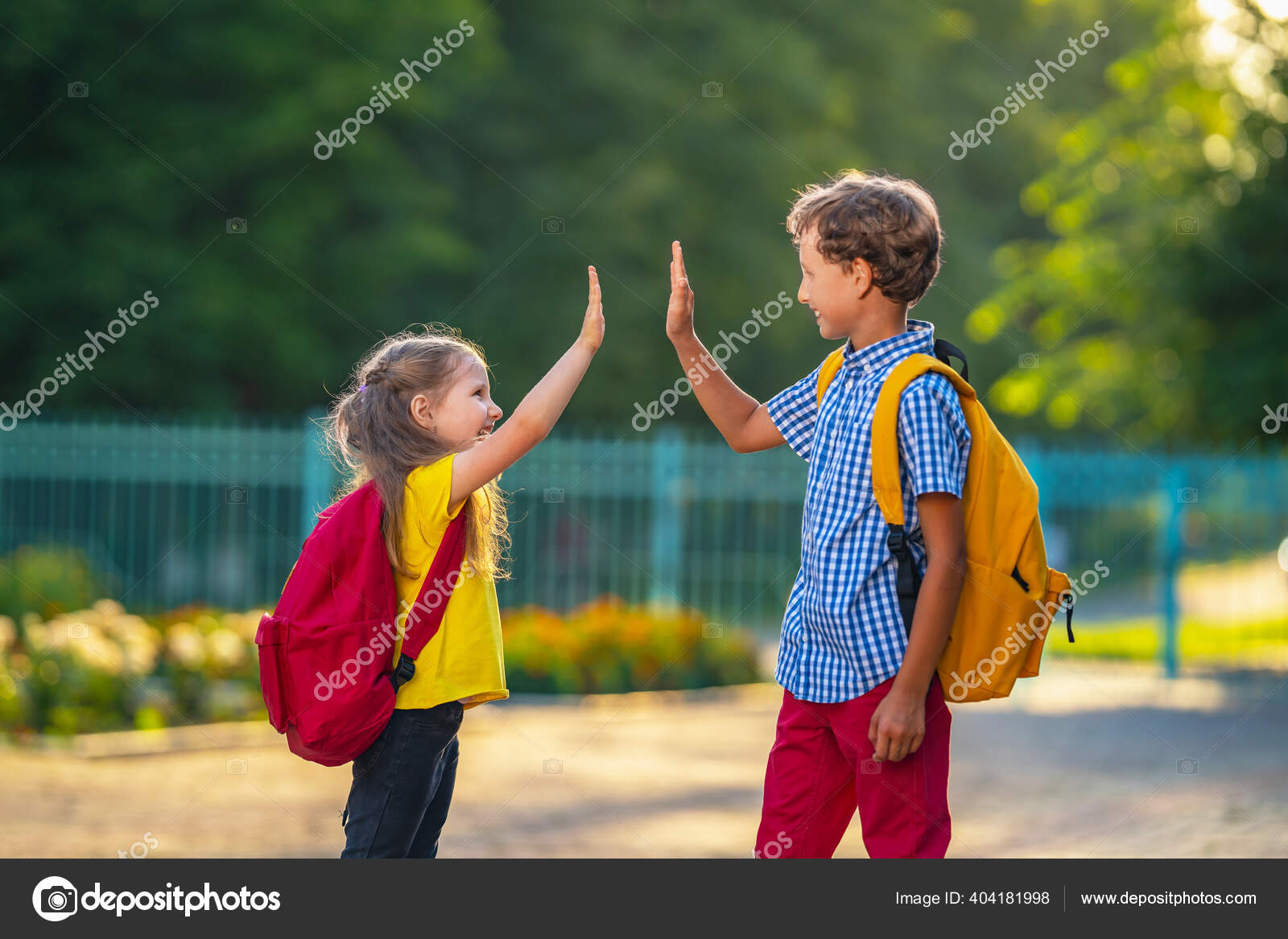 Primary School Pupil Boy Girl Backpacks Walking Street Happy Children Stock Photo Image By C Alexander Safonov Primary School Pupil Boy Girl Backpacks Walking Street Happy Children Stock Photo Image By C Alexander Safonov