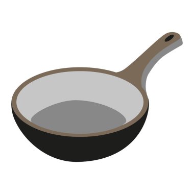 Pan illüstrasyon. Mutfak aletleri sembolü. Mutfak mutfak malzemesi taşıyıcısı. Siyah saplı ot. EPS 10.