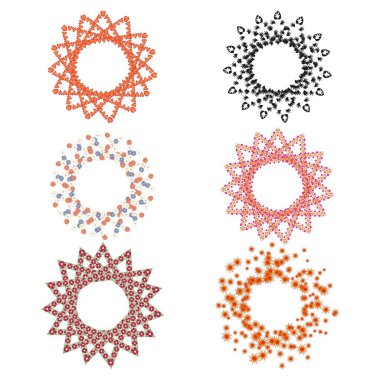 Süslü yıldız deseni. Dekoratif soyut çerçeve. Dairesel motif tekrarlanıyor. Sanatsal grafik öğesi. EPS 10.