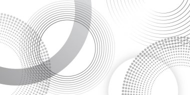 Kırmızı halkalı soyut beyaz arkaplan. Spiral ses dalgası ritmi ve dinamik soyut arkaplan noktaları. Geometrik web sitesi iniş sayfası veya afiş şablonu modern biçim vektör çizimi