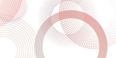 Kırmızı halkalı soyut beyaz arkaplan. Spiral ses dalgası ritmi ve dinamik soyut arkaplan noktaları. Geometrik web sitesi iniş sayfası veya afiş şablonu modern biçim vektör çizimi