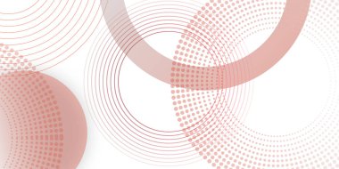 Kırmızı halkalı soyut beyaz arkaplan. Spiral ses dalgası ritmi ve dinamik soyut arkaplan noktaları. Geometrik web sitesi iniş sayfası veya afiş şablonu modern biçim vektör çizimi